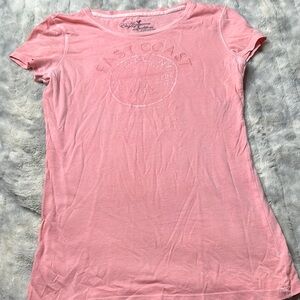 American Eagle Outfitters Pink Fitted Short Sleeve Tee